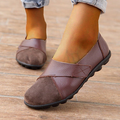 Easy slip-on women's loafers with orthopedic arch support, comfortable for everyday casual wear.