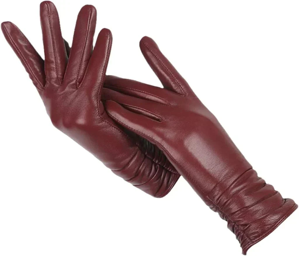 Warm women's leather winter gloves, luxurious wool lining provides superior comfort & cold protection.