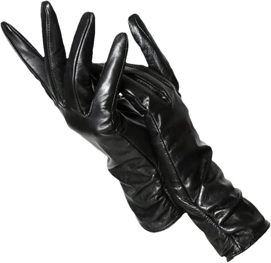 High-quality genuine leather winter gloves for women, wool-lined, a perfect warm gift.