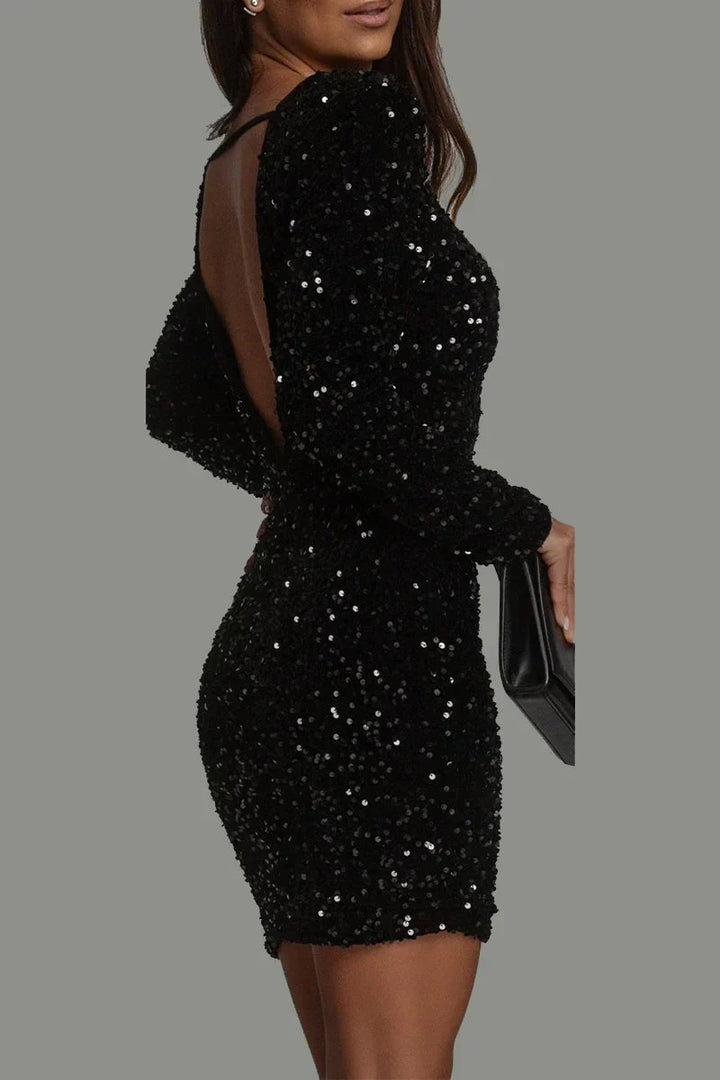 Glamorous women's sequin mini dress, designed for captivating party nights & formal events.