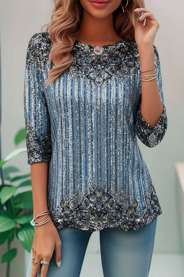 Stylish women's sequin fashion top with a radiant open back style. Perfect for parties, featuring gleaming sequins.