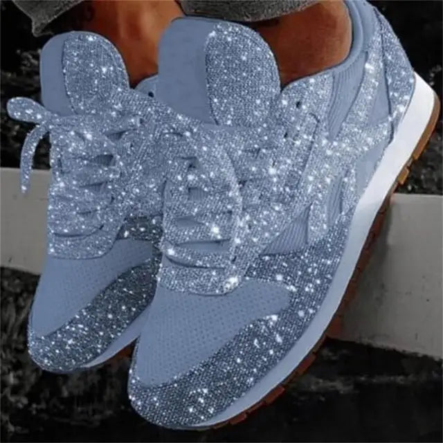 Sparkle up your casual outfits with these women's comfortable glitter lace-up everyday sneakers, ideal for daily wear.
