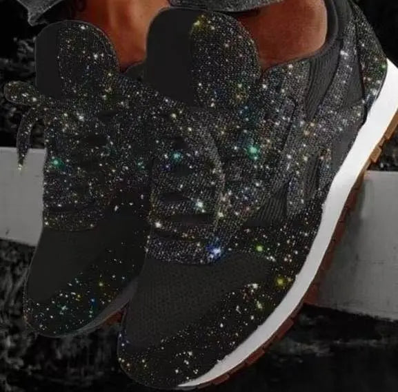 Stylish women's glitter lace-up shoes, ideal everyday sneakers for fashion footwear & a comfortable, casual look.