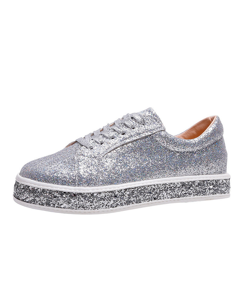 Chic women's trainers: glitter platform sneakers to add a stylish sparkle to any casual outfit.