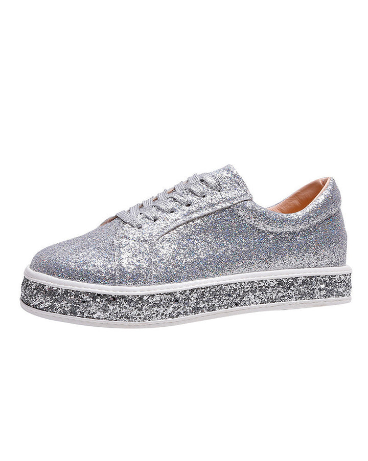 Chic women's trainers: glitter platform sneakers to add a stylish sparkle to any casual outfit.