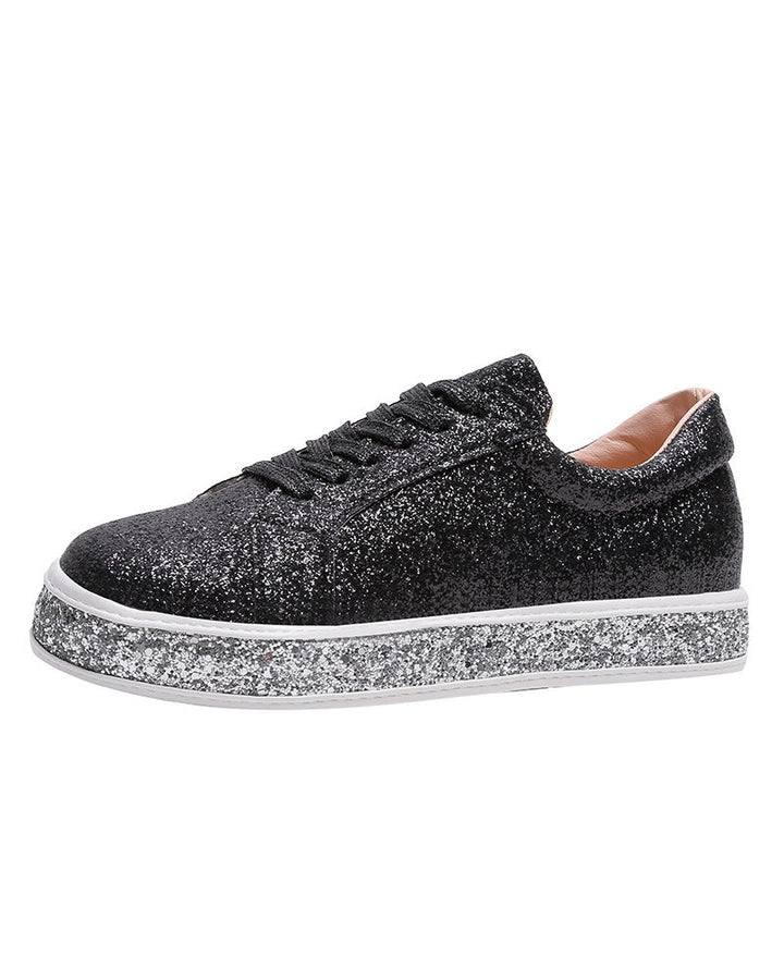 Comfortable women's glitter platform sneakers, perfect for adding a stylish, elevated touch to your look.