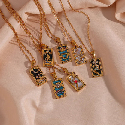 Delicately crafted women's tarot card necklace, an exquisite piece of symbolic spiritual jewelry.