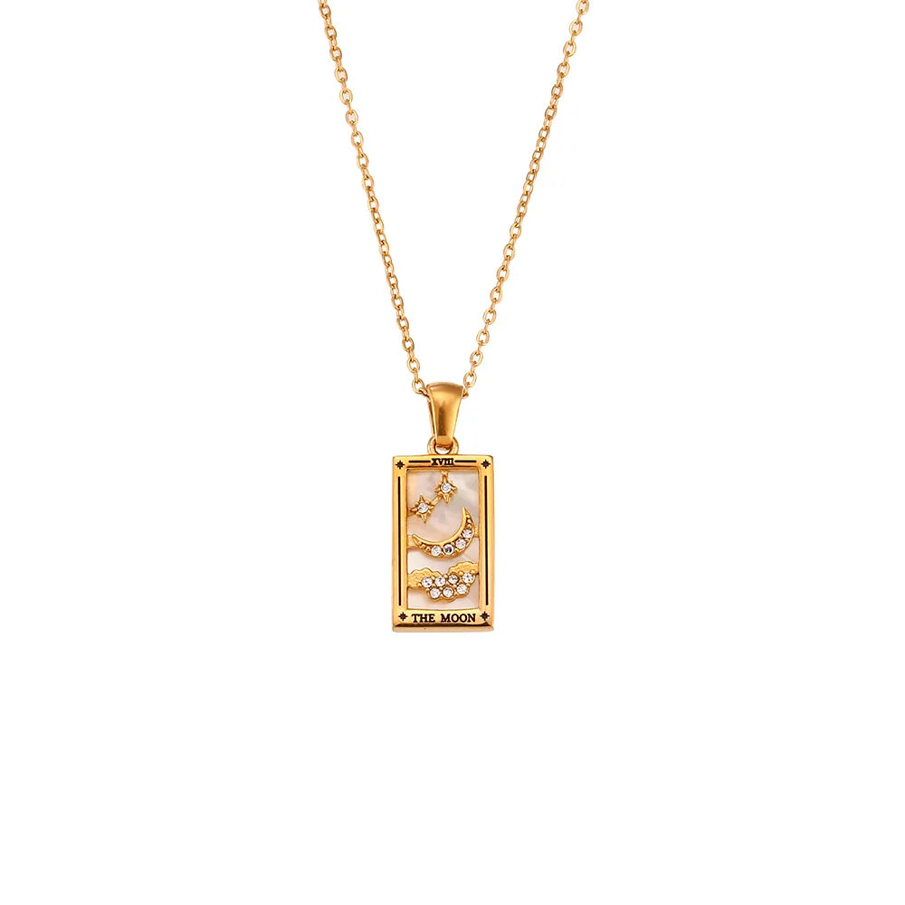 Fashionable women's tarot card necklace, a unique spiritual and symbolic gift idea.