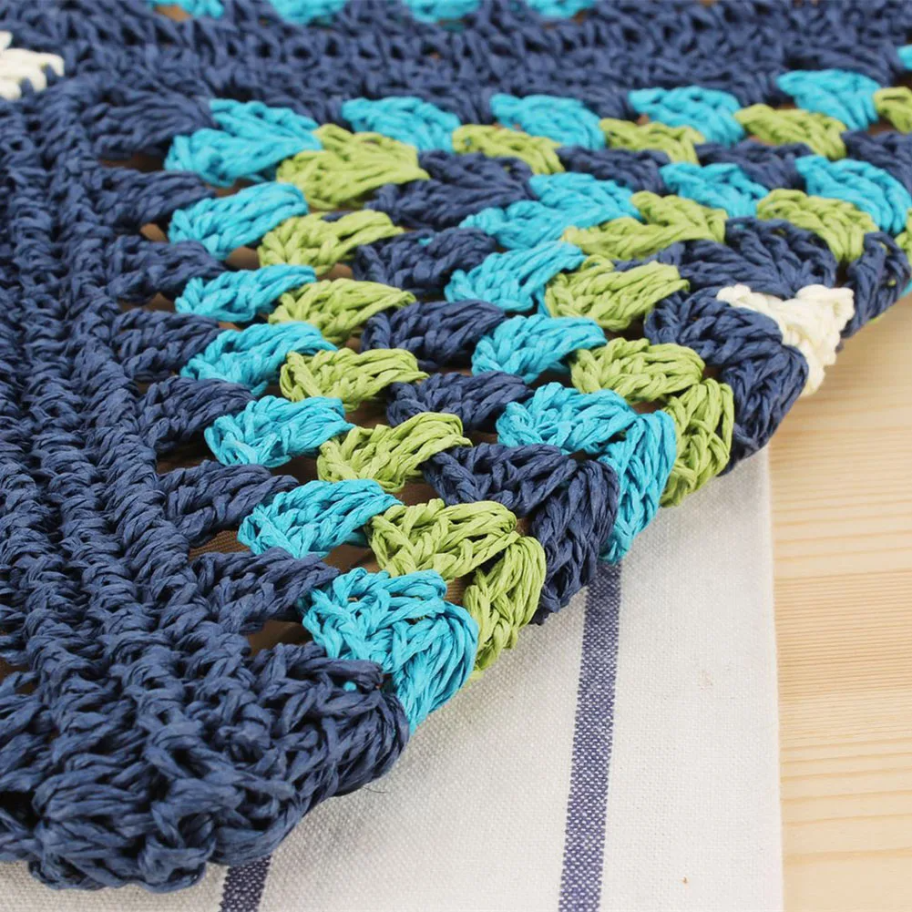 Textured hand-crocheted women's boho tote bag, a lightweight summer shoulder accessory.