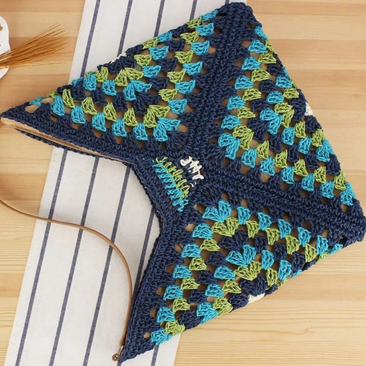 Women's hand-crocheted boho tote, unique and handcrafted summer bag.