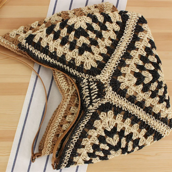 Exquisitely hand-crocheted boho tote bag, unique women's summer shoulder accessory.