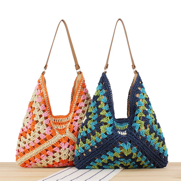 High-quality women's handcrafted crochet boho tote bag, unique summer style.