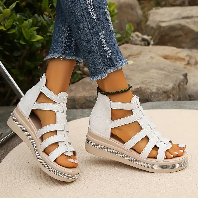 Stylish Hannah comfort sandals with rhinestones, perfect blend of fashion and orthopedic support.