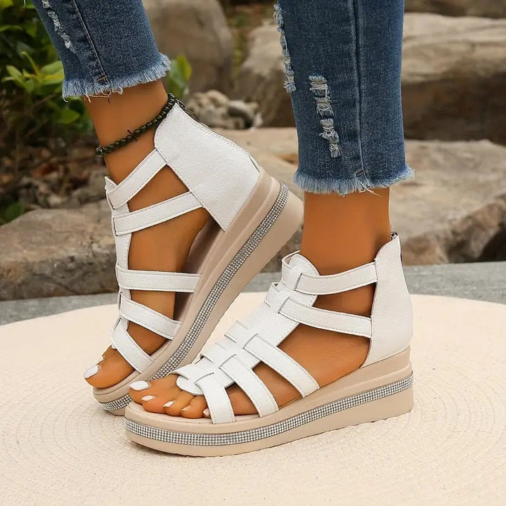 Orthopedic Hannah rhinestone comfort sandals, offering all-day support and stylish design for women.