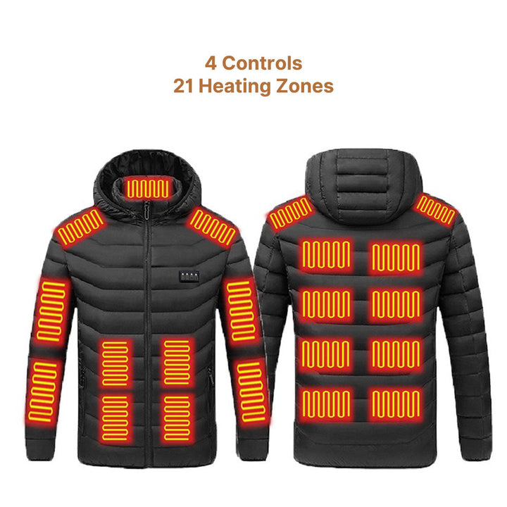 Women's heated winter jacket with 3 heat modes, excellent for cold outdoor weather and camping
