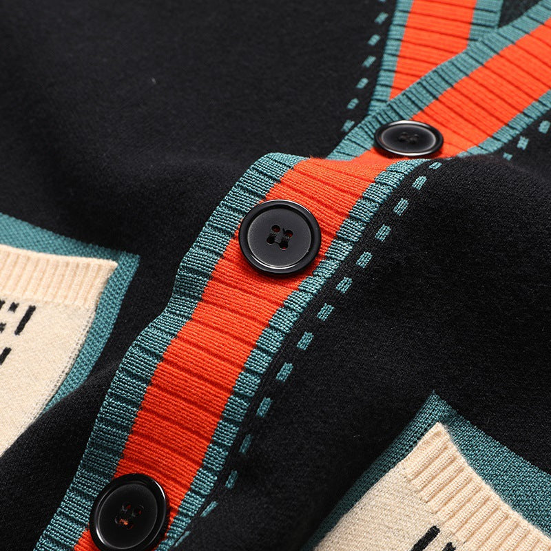 Women's Heritage Palette button-up cardigan. A cozy, long-sleeve knit sweater with patch pockets for warm winter.