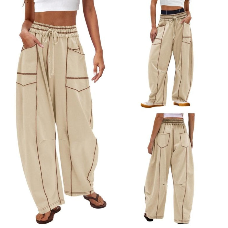 Soft women's high-rise barrel sweatpants, offering ultimate comfort for lounge or athleisure wear.