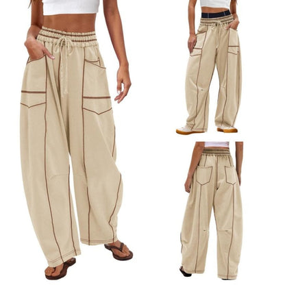 Soft women's high-rise barrel sweatpants, offering ultimate comfort for lounge or athleisure wear.