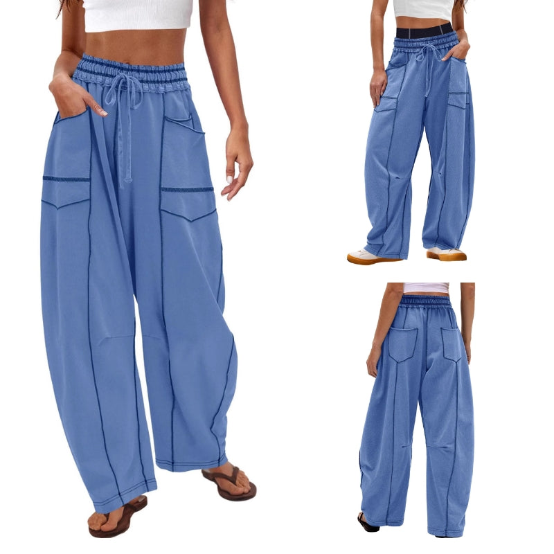 Women's athleisure high-rise barrel sweatpants, ideal for relaxed casual wear & ultimate comfort.