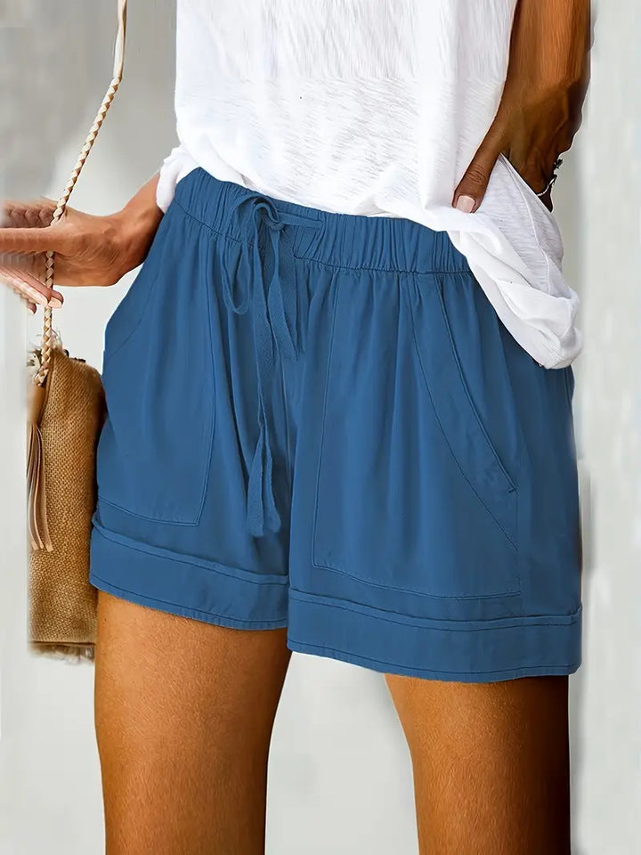 Relaxed fit women's everyday shorts, comfortable high-rise pull-on style for weekends.