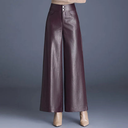 Stylish women's high-rise wide-leg pants, perfect for versatile fashion from office to casual outings.