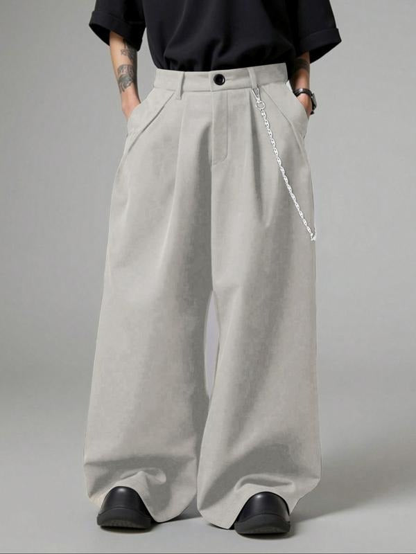 Front view of elegant women's pleated wide-leg tailored trousers, ideal for business casual and chic outfits.
