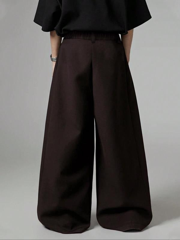 Versatile women's wide-leg tailored trousers. High-rise, wool blend pants for year-round elegant office wear.