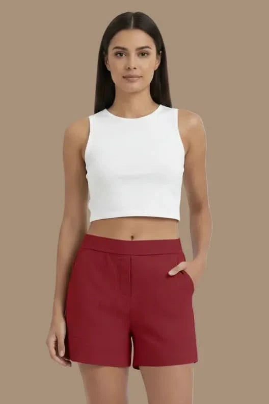Comfortable women's high waist activewear shorts, ideal for casual wear, outdoor activities, & everyday leisure.