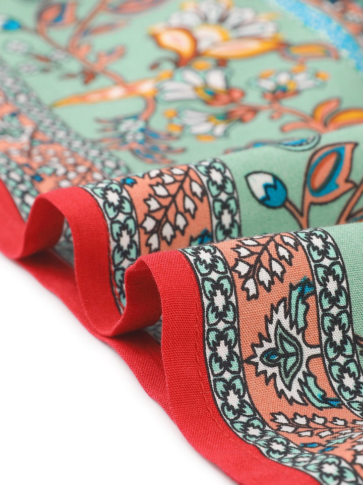 Modern women's high waist printed maxi skirt, flowing gracefully with a striking side slit.