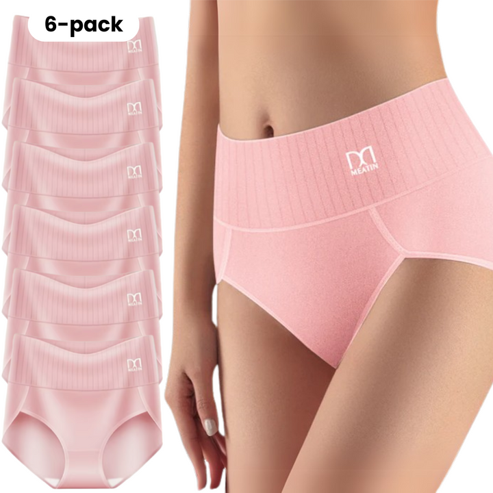 Essential 6-pack of women's high-waist shaping underwear, designed for daily comfort & a sleek look.