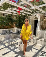 Chic women's high waist V-neck mini dress, ideal for summer parties or an elegant casual ensemble.