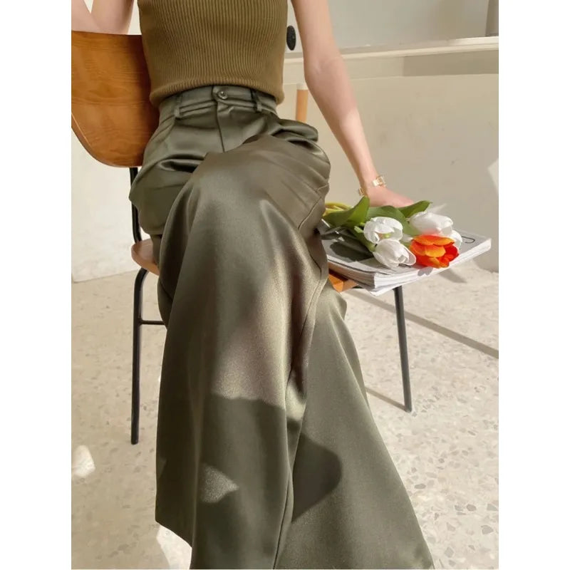 Women's high waist wide leg flowy pants, perfect for comfortable casual wear.