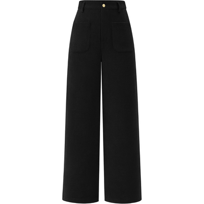 Coffee women's high waist wide leg palazzo trousers with pockets, merging comfort with modern fashion.