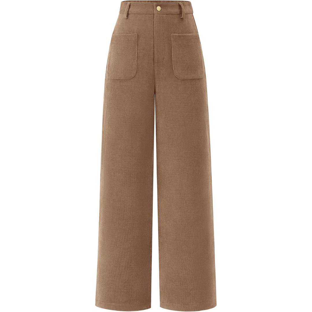 Versatile women's high waist wide leg palazzo trousers with pockets. Perfect casual & elegant fashion pants.