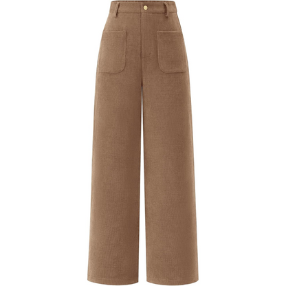 Versatile women's high waist wide leg palazzo trousers with pockets. Perfect casual & elegant fashion pants.