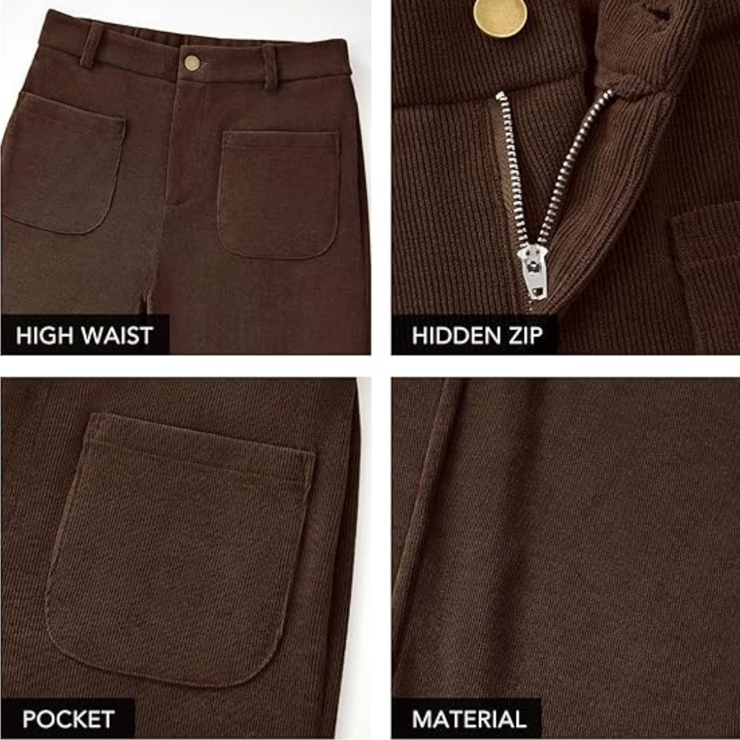 Black women's high waist wide leg palazzo trousers with pockets for a chic, comfortable look.