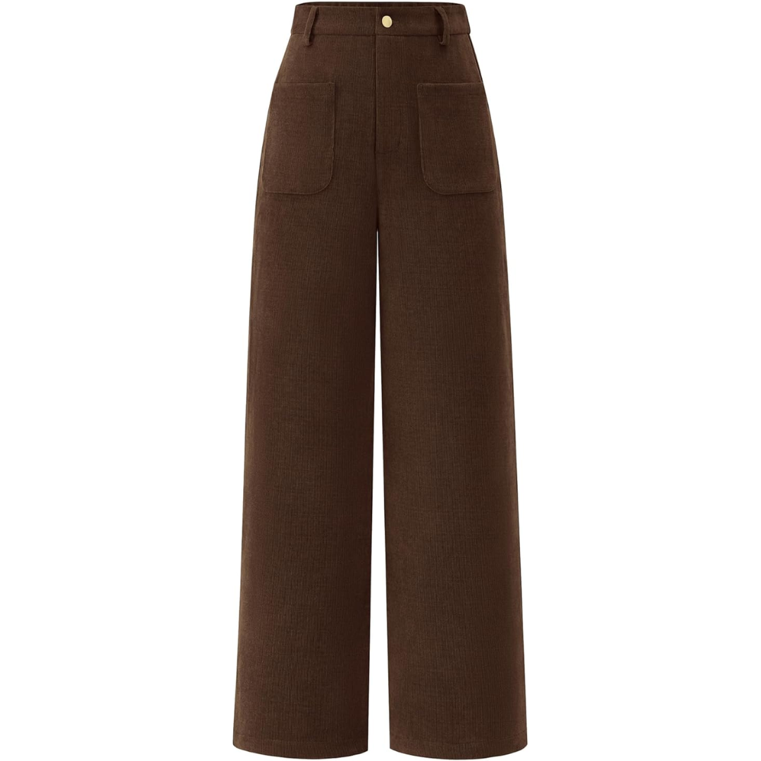 Fashionable high waist wide leg palazzo pants for women, featuring convenient pockets. Versatile & comfy.