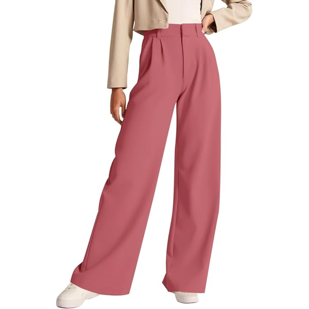 Professional women's high-waisted straight-leg trousers for business casual & office wear.