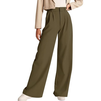 Fall fashion women's high-waisted professional straight-leg pants with practical pockets.