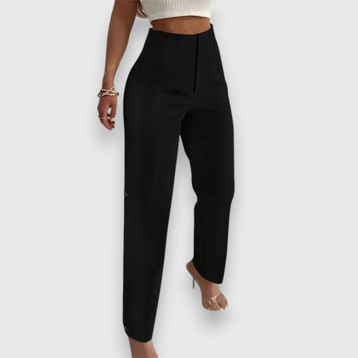 Stylish women's high waisted straight leg pants, ideal for sophisticated business casual and office attire.