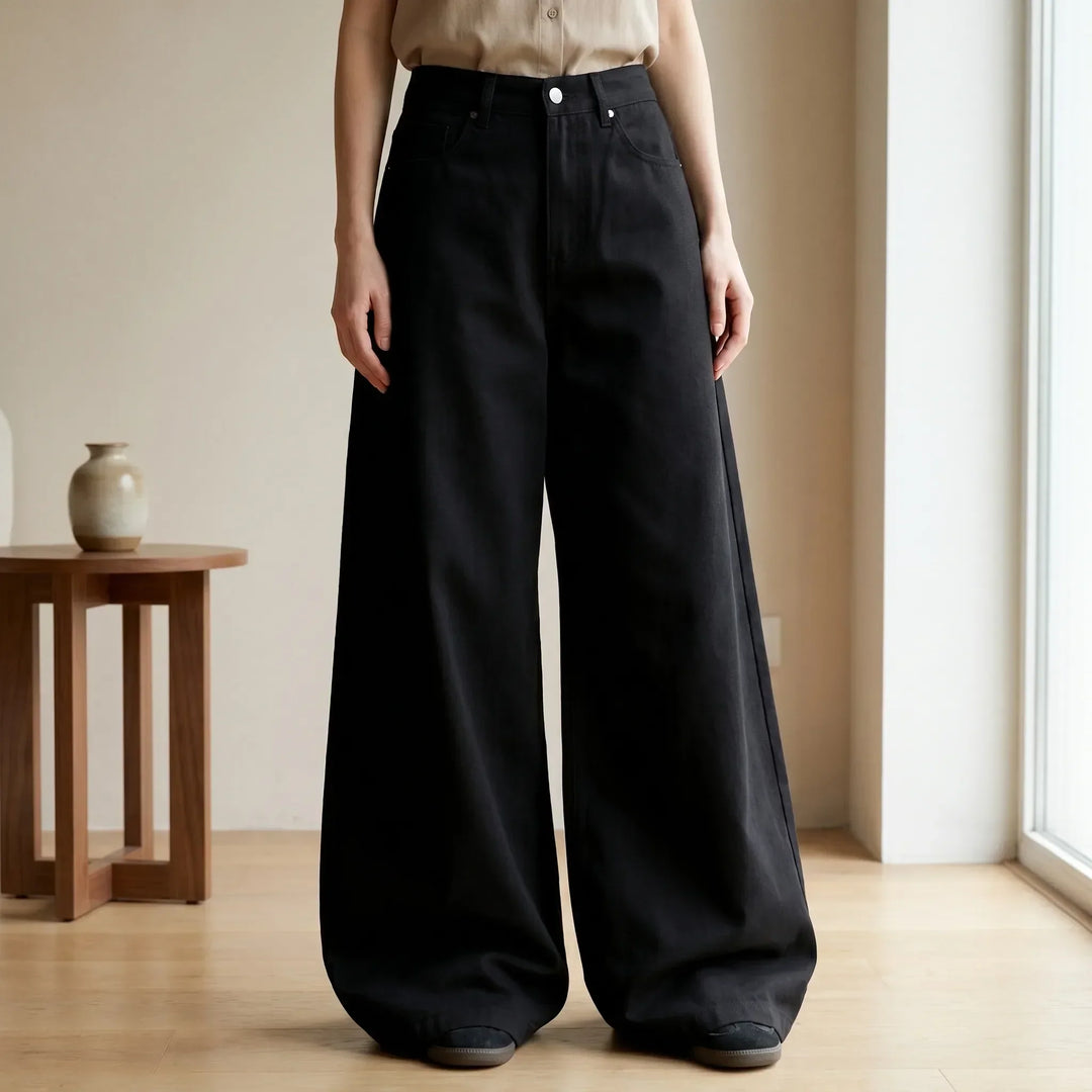 Women's high-waisted wide-leg pants, chic and comfortable for casual fashion, perfect for everyday wear.