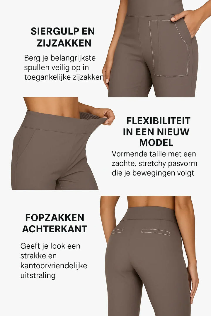 Women's high-waisted wide-leg pants in a flowing fabric, perfect for a sophisticated casual look.