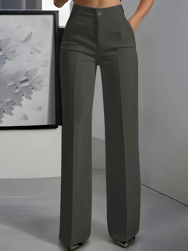 Comfortable wide-leg high-waist trousers for women, offering a flattering structured fit for daily wear.