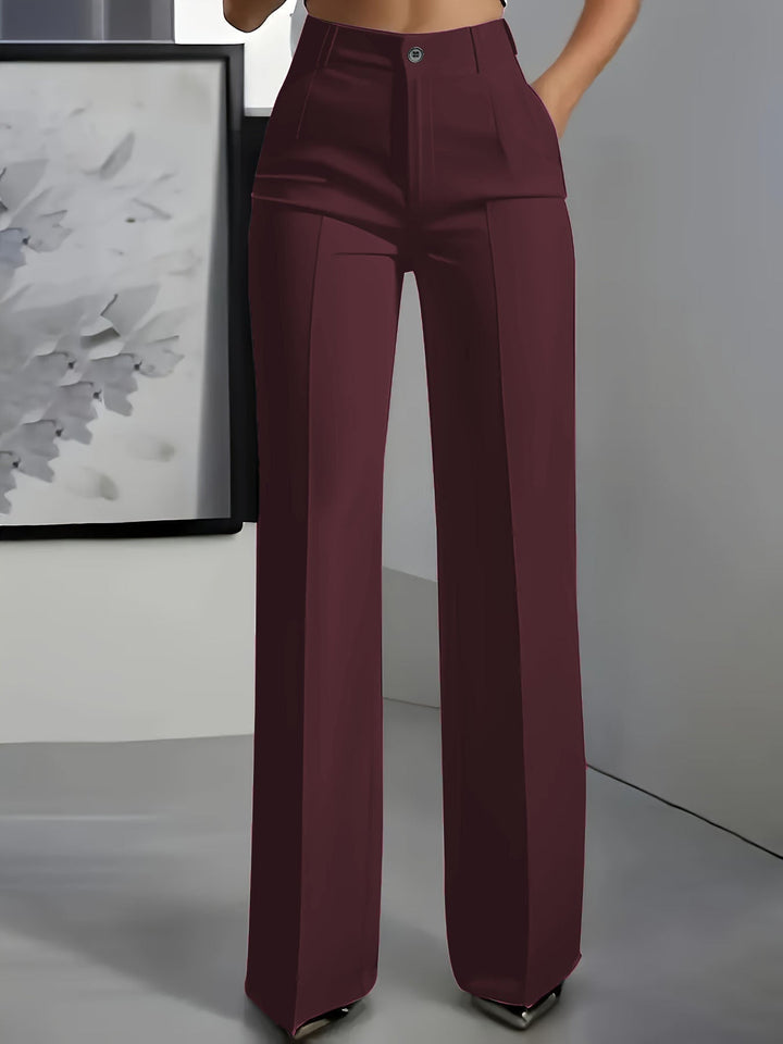 Fashionable women's wide-leg high-waist pants, a trendy structured fit suitable for various occasions.