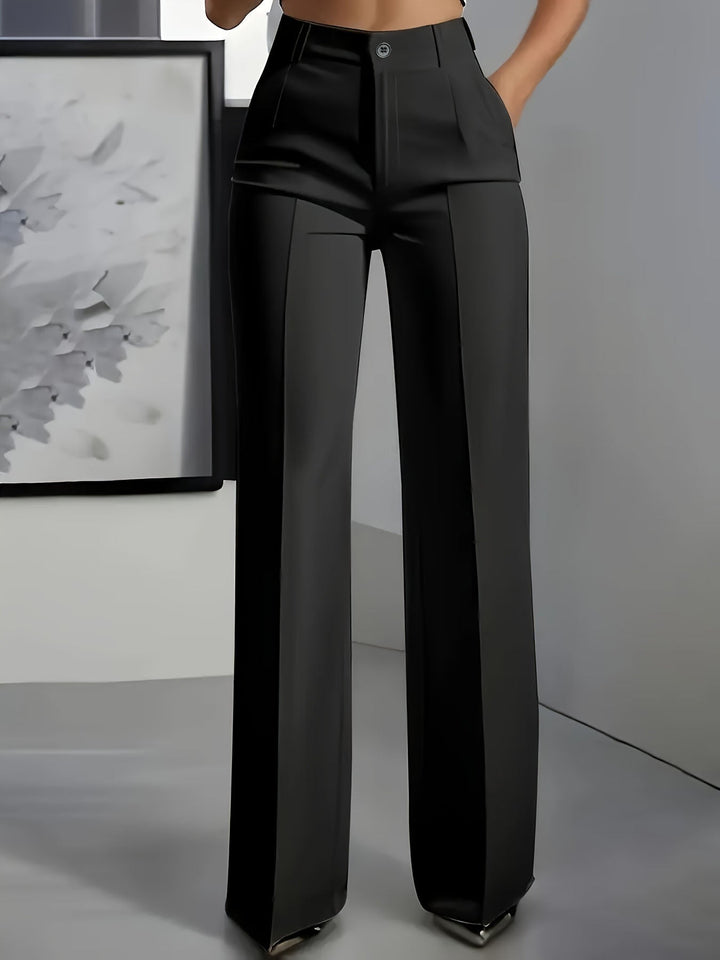Women's comfortable high-waist wide-leg trousers with a structured fit, perfect for office & casual style.