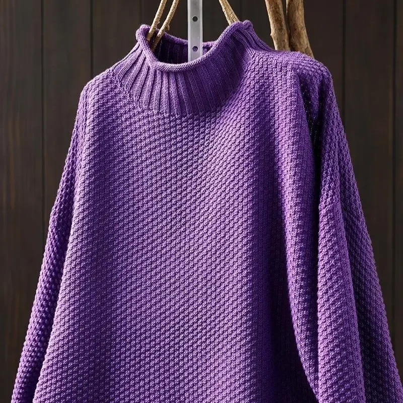 Textured honeycomb knit women's sweater, comfortable & stylish for fall/winter fashion trends.
