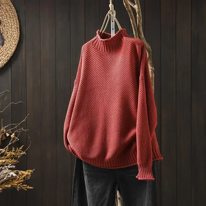Relaxed fit women's pullover sweater with a classic honeycomb knit design, versatile & cozy.