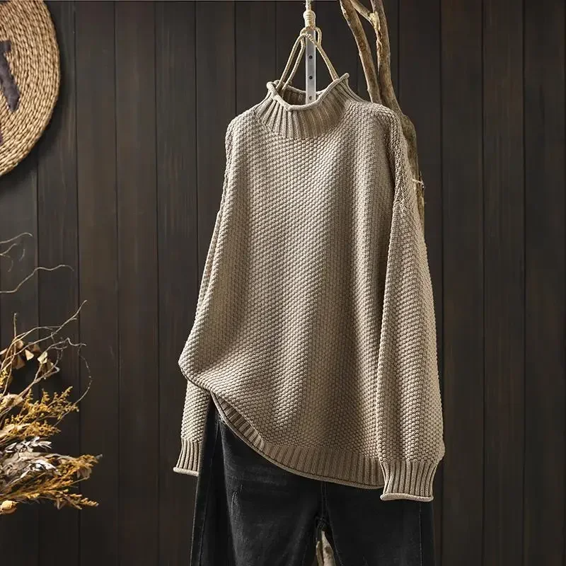 Cozy women's honeycomb knit pullover, comfortable & warm for chilly fall and winter days.