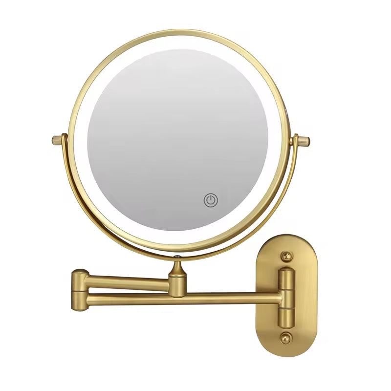 LumiAura women's illuminated vanity mirror, 3x magnification, LED lights, touch control.