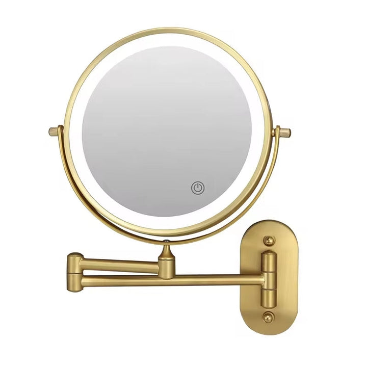 LumiAura women's illuminated vanity mirror, 3x magnification, LED lights, touch control.